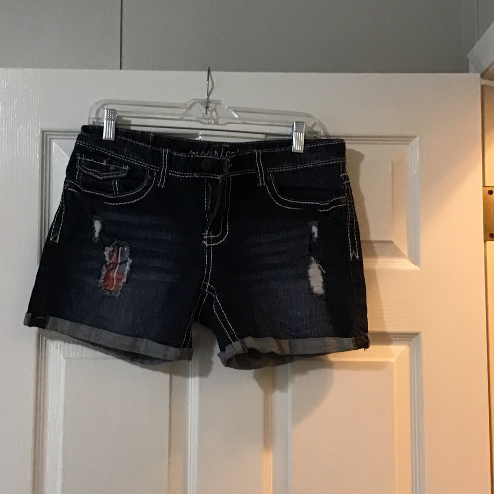 Maurices Black Wash Distressed Cuffed Jean Shorts